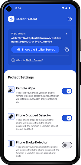 Stellar Protect App Interface